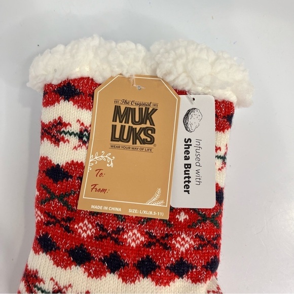 Muk Luks Cabin slipper socks grippy bottom fair aisle design size L/XL (8.5-11) - Picture 3 of 4